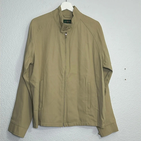 J Crew Vintage Oarsman Grn Tag Men’s Tan Zip Up Jacket Rayon Cotton Size Medium - Picture 1 of 12